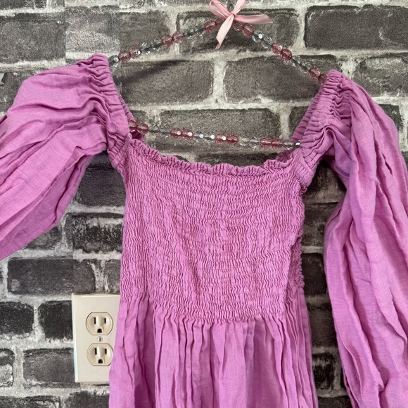 Sleeper Atlanta Pink Linen Dress midi - Picture 7 of 14